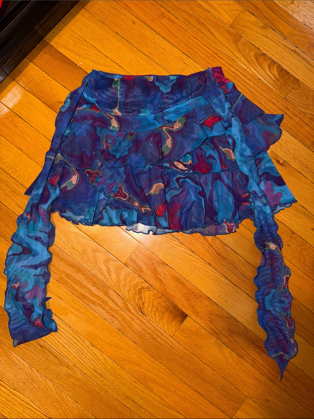 Forever 21 Blue Purple Multi Ruffled Mini Skirt